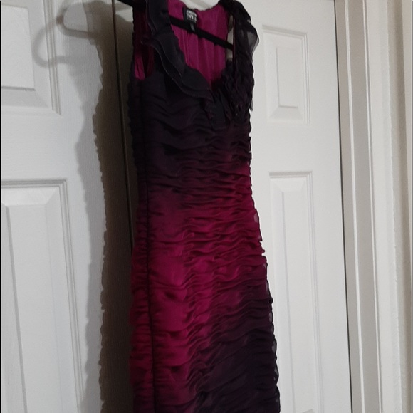 ADRIANNA PAPELL RUCHED PURPLE OMBRÉ SLEEVELESS DRESS SIZE 6 - Picture 15 of 15